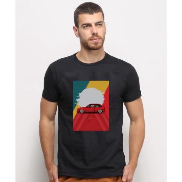 Imagem de Camiseta masculina Preta algodao Golf Gti Vermelho Carro Desenho Arte