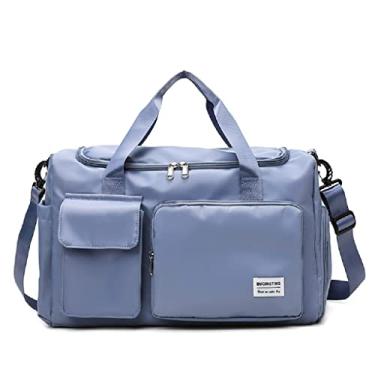 Imagem de JXGSGOGO Bolsa esportiva de viagem, bolsa esportiva para academia, bolsa de ombro para noite feminina, Azul,