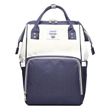 Imagem de Bolsa de fraldas multifuncional para cuidados com bebês Bolsas de fraldas largas abertas Grande Capacidade Bolsas de viagem Mochila de viagem Impermeável Leve, Dark Blue/White, SIZE(L*W*H):9.8*6.7*14.6in