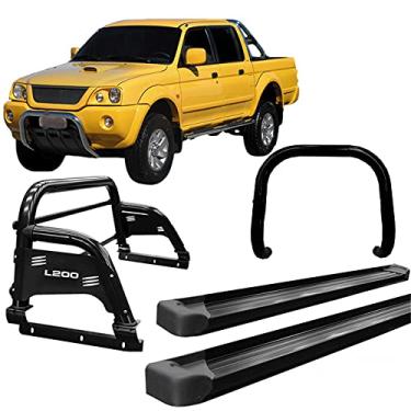 Imagem de Kit Quebra Mato +Estribo Plat +Santo Anto H3 L200 2004 Preto