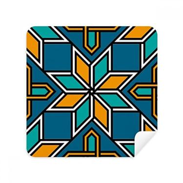 Imagem de Tecido de camurça azul laranja Marrocos flores abstratas pano pano pano pano pano pano pano pano pacote com 2
