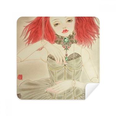 Imagem de Fantoche Boneca estilo chinês aquarela óculos pano limpador de tela tecido camurça pacote com 2