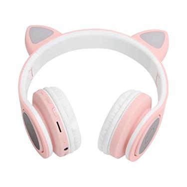 Imagem de Fone de ouvido, fone de ouvido sem fio LED com microfone para jovens para celular(cor de rosa)