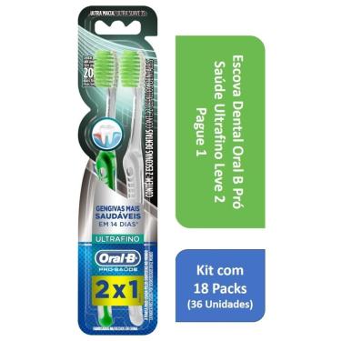 Imagem de Kit Escova Dental Oral B Pró Saúde Ultrafino L2P1 com 18 Packs