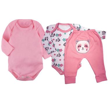 Imagem de Roupa de Bebê Saída de Maternidade Menina Menino Kit 3 Peças