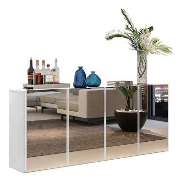 Imagem de Aparador Buffet com Espelho Multimóveis Vegas 4 Portas FG3558 Branco