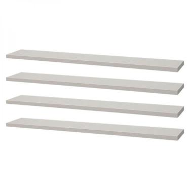 Imagem de Kit 4 Prateleiras 50 x 10cm Branca Suporte Invisível