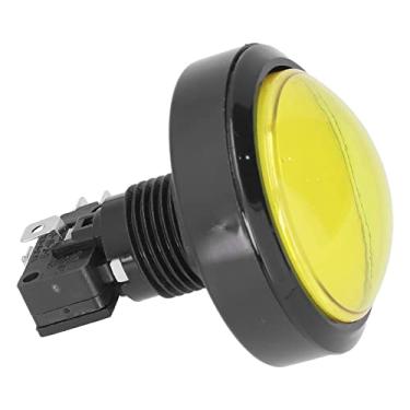 Imagem de Hilitand Botão do jogo, botão de interruptor de 60 mm grande convexo com luz LED, para console de jogos de máquina de guindaste (Amarelo)
