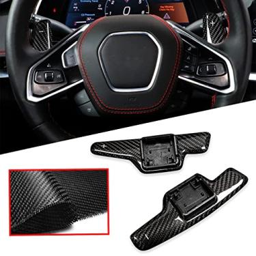 Imagem de FINMOKAL Paddle Shifter De Fibra De Carbono Volante Para Corvette C8 Z51 2020-2022 Preto, Fibra De Carbono