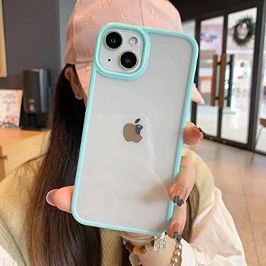 Imagem de Capa transparente à prova de choque para iPhone 13 12 Mini 11 Pro XR X XS Max 8 7 Plus SE 2020 Capa de acrílico macio transparente, azul, para iPhone X XS