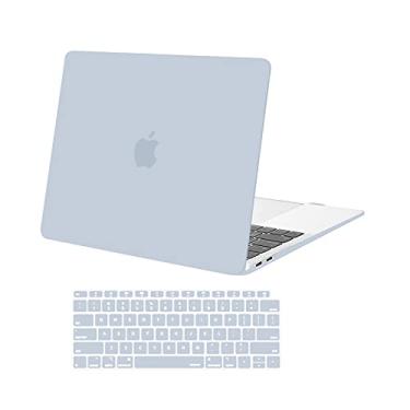 Imagem de MOSISO Capa compatível com MacBook Air de 13 polegadas 2022 2021 2020 2019 2018 versão A2337 M1 A2179 A1932 Touch ID, capa rígida de plástico e capa de teclado para MacBook Air de 13,3 polegadas, azul