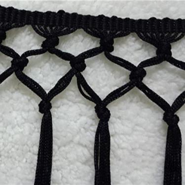 Imagem de 2 jardas/3 jardas/5 jardas/lote diy rayon renda borla franja guarnição de renda étnica 15 cm vestido latino de costura longa cortina nacional de vestuário decorativo, preto 15,20 cm, 5 jardas