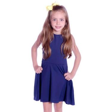 Imagem de Vestido Infantil Regata Azul Marinho Decote Canoa - Ficalinda