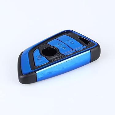 Imagem de CSHU Porta-chaves do carro capa porta-chaves porta-chaves porta-chaves, adequado para BMW X1 X3 X5 X6 1 2 5 7 F15 F16 E53 E70 E39 F10 F30 G30, Azul