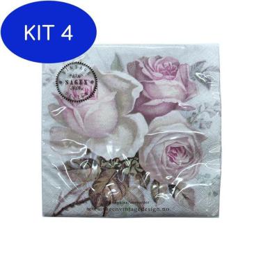 Imagem de Kit 4 Guardanapo Decoupage Vintage Floral Ref 8046