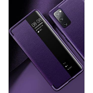 Imagem de Compatível com Samsung Galaxy S20 FE Case Clear View Window, Magnetic Slim Flip Case Proteção Contra Queda Capa Protetora à Prova de Choque para Samsung Galaxy S20 FE (Color : Purple)