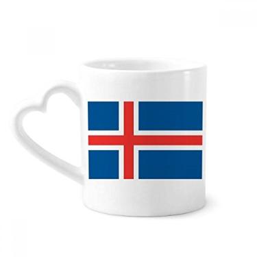 Imagem de Caneca com bandeira nacional da Islândia Europa país caneca café cerâmica copo de coração de vidro