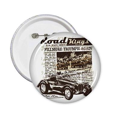Imagem de Broche de ilustração de carros clássicos com estampa de jornal, broches, emblema, acessórios, decoração 5 peças