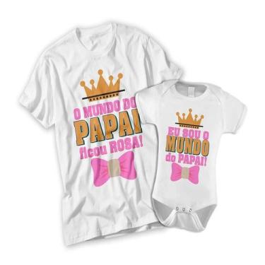 Imagem de Kit Camiseta E Body Dia Dos Pais O Mundo Do Papai Ficou Rosa - Vidape