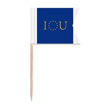 Imagem de Bandeiras de palito de dente I You da União Europeia para marcação de palito de comida de bolo de festa placa de queijo