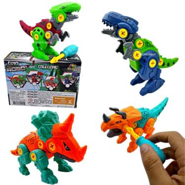 Imagem de Dino Monta e Desmonta Azul Brinquedinho Infantil Dino Dinossauro De Montar E Desmontar