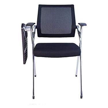 Imagem de Cadeira de escritório Cadeira de treinamento com placa de escrita Assento de malha Cadeira de escritório com braço de computador tablet Mesa e cadeira Cadeira (cor: preto, tamanho: 60 x 62 x 88 cm)