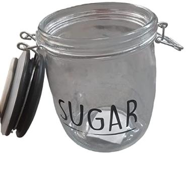 Imagem de Pote De Vidro Hermético Com Tampa Preta Clip Sugar 1L -Wincy