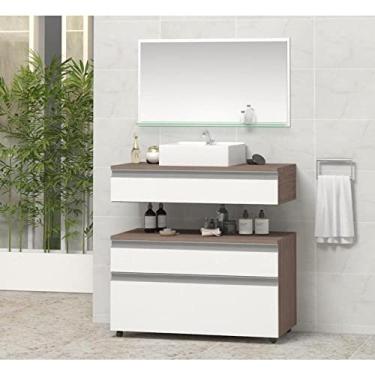 Imagem de Gabinete para Banheiro com Cuba e Espelheira 80cm Safira Contarini Branco