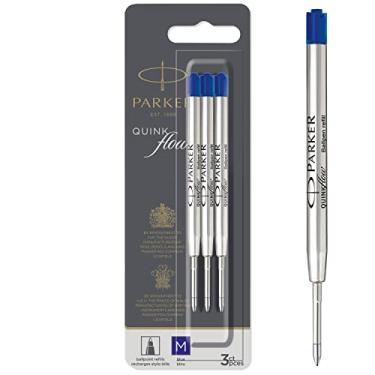 Imagem de PARKER Quinkflow Refil de tinta para caneta esferográfica, ponta média, azul, 3 unidades