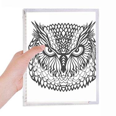 Imagem de Caderno de desenho de animal de coruja olhos grandes com desenho de animais e folhas soltas diário recarregável