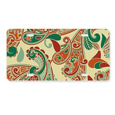 Imagem de DIYthinker Placa de licença de decoração abstrata com ponta de folha de flor, etiqueta de aço inoxidável para automóvel