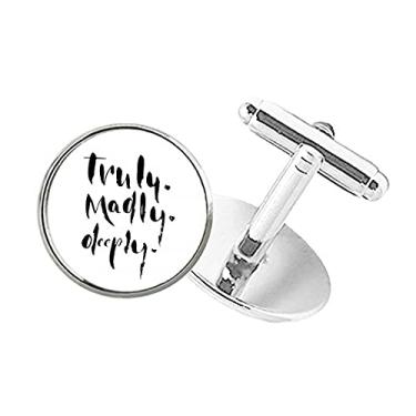 Imagem de DIYthinker Abotoaduras com clipe de botão redondo estilo citação realmente loucamente