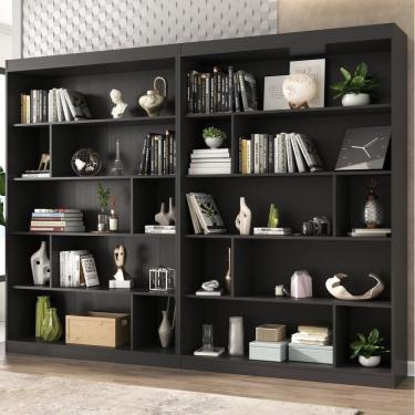 Imagem de Conjunto 2 Estantes Para Livros Home Office 240cm Espresso Móveis Onix Tx