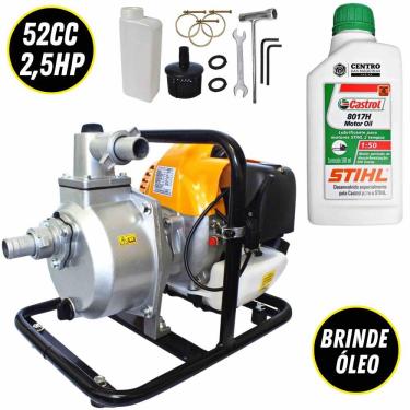 Imagem de Motobomba VB10B Vulcan Autoescorvante Á Gasolina 52cc 2,5HP 2 Tempos Com Saída de 1 Polegada + Óleo Castrol Stihl 500ml