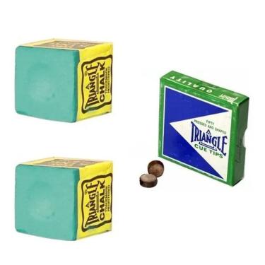 Imagem de 2 Giz Verde Triângle + 2 Sola Triângle Taco Sinuca Bilhar