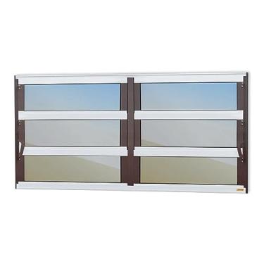 Imagem de Janela de Aluminio Basculante 2 Seções Elite Vidro Reflex 60cm x 120cm Brimak Mix Corten