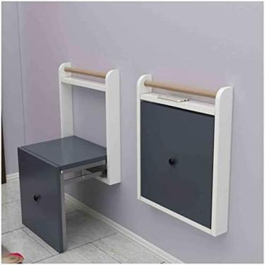 Imagem de Banco De Entrada Invisível Montado Na Parede, Economizando Espaço - Suporte De Carga 200kg, Cadeira Dobrável De Parede, Cadeira Dobrável Montada Na Parede, Adequada Para Várias Ocasiões,Branco Com
