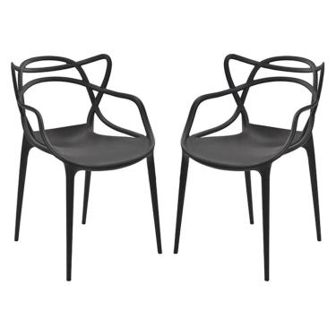 Imagem de Conjunto 2 Cadeiras Allegra com Encosto 53 x 82 Cm Polipropileno Preto