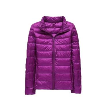 Imagem de Niiyyjj Jaquetas acolchoadas leves jaquetas femininas com capuz ultraleve casaco acolchoado branco pato casaco, Roxa, GG