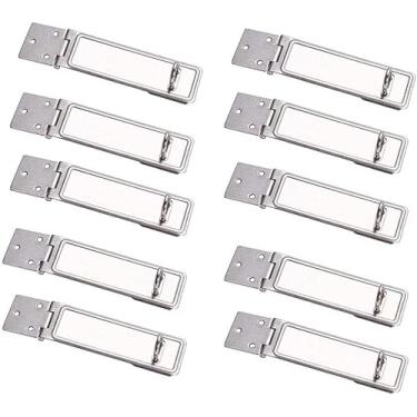 Imagem de Bettomshin 95 x 30 mm Cadeado Travamento Fecho de Porta de Segurança Grampo Trava de Portão 201 Armário de Porta de Aço Inoxidável Fecho Giratório Trinco Prateado 10 Pçs