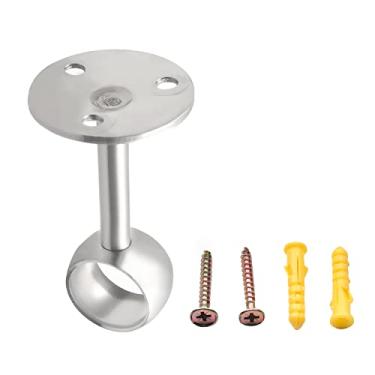 Imagem de Bettomshin Suporte de tubo de guarda-roupa, diâmetro de 0,87 polegadas, soquete de suporte de haste de trilho montado no teto prateado 8 peças