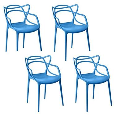 Imagem de Kit 04 Cadeira Allegra Sala de Jantar Azul - D'Rossi