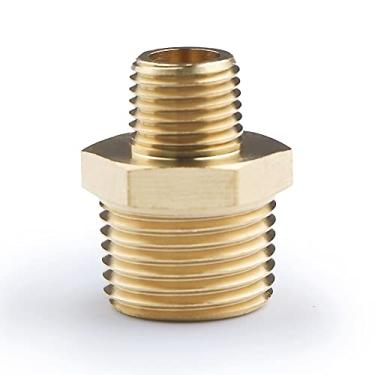 Imagem de U.S. Solid Encaixe de tubo de latão, bico hexagonal redutor, conector NPT macho de 1,27 cm x 1/4", adaptador resistente (1 peça)