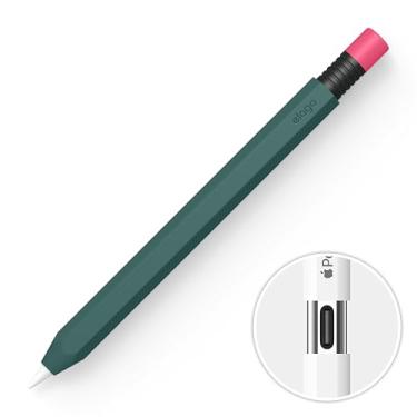 Imagem de elago Estojo de lápis clássico compatível com Apple Pencil (USB-C), aderência perfeita, capa protetora, capa de silicone, suporta fixação magnética [verde meia-noite]