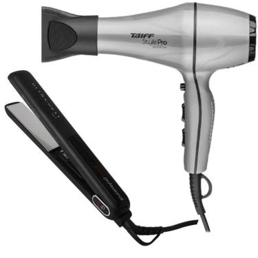 Imagem de Kit - Secador Taiff Style Prata Pro 2000W 220V + Prancha Gama G-Evo Iht Silk Chrome Titanium 250ºc