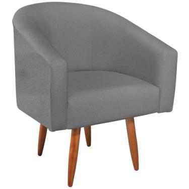 Imagem de Poltrona Cadeira Decorativa Luiza Pés Palito Suede Sala Estar Salão de Beleza Recepção Escritório e Penteadeira Doce Sonho Móveis (Cinza)