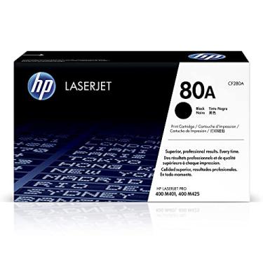 Imagem de HP Cartucho de toner preto 80A para impressoras HP | Funciona com série de impressoras: LaserJet Pro 400 M401, LaserJet Pro 400 MFP M425 | CF280A