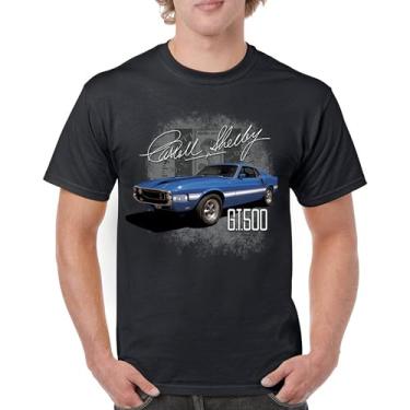 Imagem de Camiseta masculina Cobra Shelby azul vintage GT500 American Racing Mustang Muscle Car Performance Powered by Ford, Preto, XXG