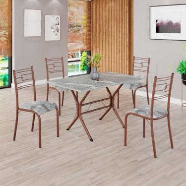 Imagem de Conjunto Sala de Jantar Mesa Retangular 100x60cm Tampo Granito Topázio 4 Cadeiras Paraty Paraopeba / Marrom
