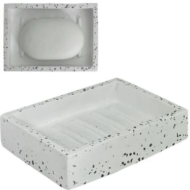 Imagem de Saboneteira Porta Sabonete Para Banheiro Ou Sabão Artesanal Retangular Peônia De Cimento Com Granilite